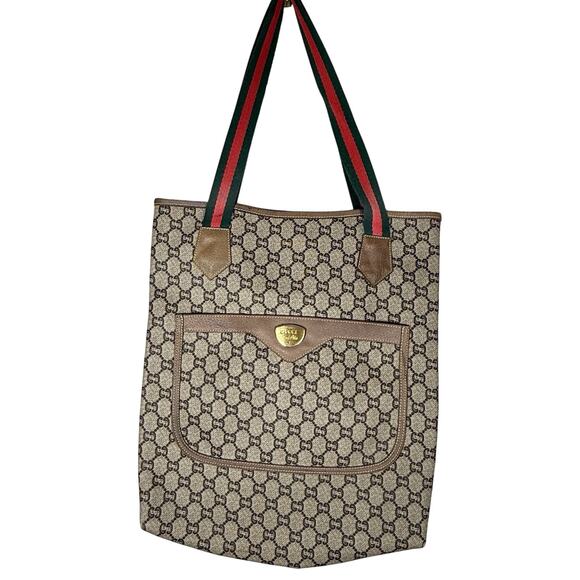 Vintage Rare Old GUCCI GG Plus Sherry Line Tote Bag - Picture 1 of 11